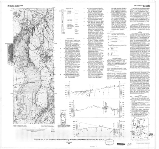 Map : Geologic map of the Sandia Mountain Wilderness, Bernalillo and Sandoval Counties, New Mexico, 1985 Cartography Wall Art :