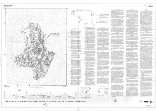 Map : Geologic map of the Sweetwater Roadless Area, Mono County, California, and Lyon and Douglas Counties, Nevada, 1984 Cartography Wall Art :