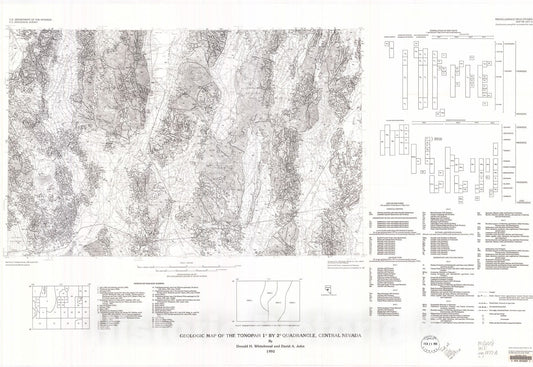 Map : Geologic map of the Tonopah one degree by two degrees quadrangle, central Nevada, one99two Cartography Wall Art :