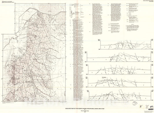 Map : Geologic map of the north Hansel Mountains, Idaho and Utah, 1983 Cartography Wall Art :