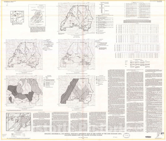 Map : Geologic, geochemical, and mineral resource assessment maps of the Garden of the Gods Roadless Area, Gallatin, Hardin, Pope, 1986 Cartography Wall Art :