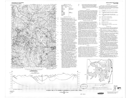 Map : Geology map of the Leesburg quadrangle, Lemhi County, Idaho, 1986 Cartography Wall Art :