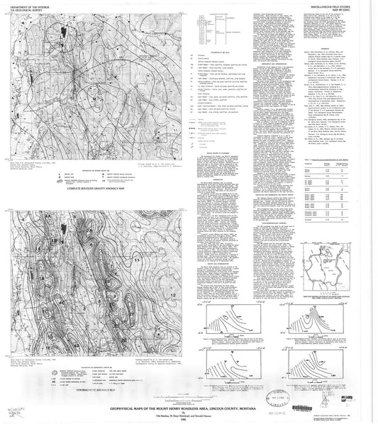 Map : Geophysical maps of the Mount Henry Roadless Area, Lincoln County, Montana, 1986 Cartography Wall Art :