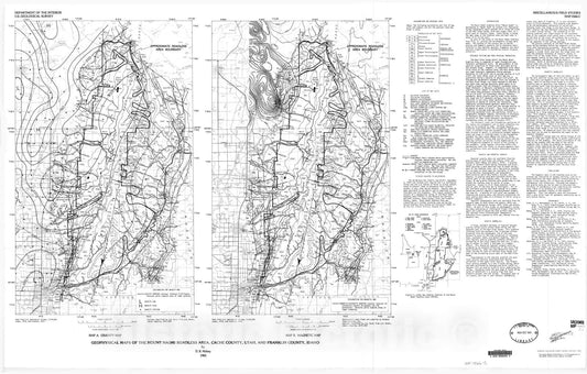 Map : Geophysical maps of the Mount Naomi Roadless Area, Cache County, Utah, and Franklin County, Idaho, 1985 Cartography Wall Art :