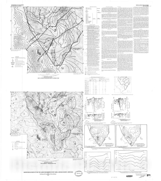 Map : Geophysical maps of the Ten Lakes Wilderness Study Area, Lincoln County, Montana, 1985 Cartography Wall Art :