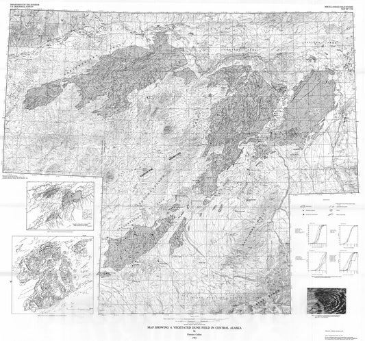 Map : Map showing a vegetated dune field in central Alaska, 1985 Cartography Wall Art :