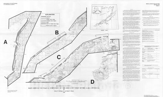 Map : Maps showing the coastal morphology of the Bristol Bay coast of the Alaska Peninsula, 1984 Cartography Wall Art :