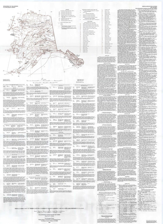 Map : Metallogenic map of significant volcanogenic massive-sulfide and related load deposits in Alaska, 1989 Cartography Wall Art :