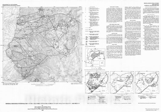 Map : Mineral potential map of the Columbine-Hondo Wilderness Study Area, Taos County, New Mexico, 1983 Cartography Wall Art :