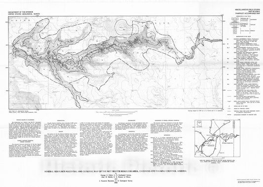 Map : Mineral resource potential and geologic map of the Wet Beaver Roadless Area, Coconino and Yavapai Counties, Arizona, 1983 Cartography Wall Art :