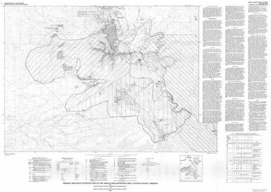 Map : Mineral resource potential map of the Arnold Mesa Roadless Area, Yavapai County, Arizona, 1983 Cartography Wall Art :