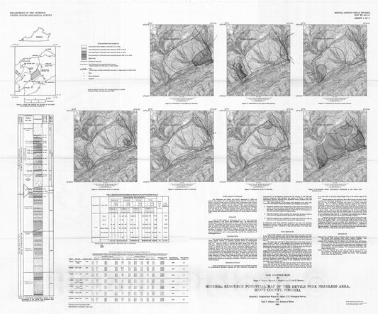 Map : Mineral resource potential map of the Devils Fork Roadless Area, Scott County, Virginia, 1983 Cartography Wall Art :