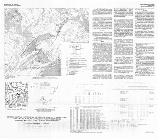 Map : Mineral resource potential map of the Hell Hole Bay, Wambaw Swamp, Little Wambaw Swamp, and Wambaw Creek Wilderness, Berkeley and, 1983 Cartography Wall Art :