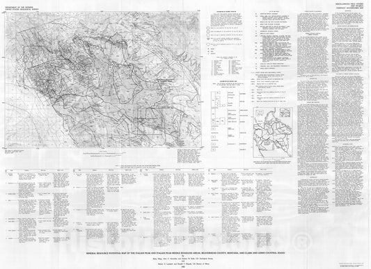 Map : Mineral resource potential map of the Italian Peak and Italian Peak Middle Roadless Areas, Beaverhead County, Montana, and Clark, 1983 Cartography Wall Art :