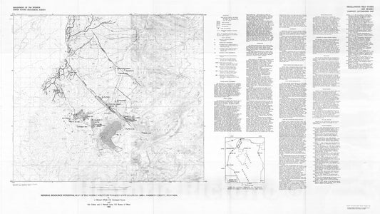 Map : Mineral resource potential map of the Middle Mountain-Tobacco Root Roadless Area, Madison County, Montana, 1983 Cartography Wall Art :