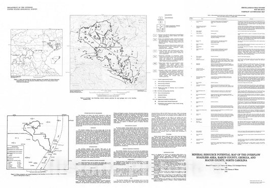 Map : Mineral resource potential map of the Overflow Roadless Area, Rabun County, Georgia, and Macon County, North Carolina, 1983 Cartography Wall Art :