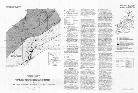 Map : Mineral resource potential map of the Snowy Range Wilderness, Albany and Carbon Counties, Wyoming, 1983 Cartography Wall Art :