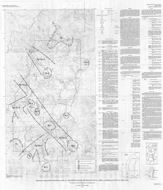 Map : Mineral resource potential map of the West Pioneer Wilderness Study Area, Beaverhead County, Montana, 1983 Cartography Wall Art :