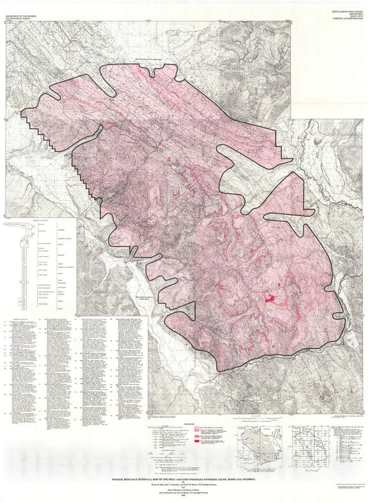 Map : Mineral resource potential map of the West and East Palisades Roadless Areas, Idaho and Wyoming, 1985 Cartography Wall Art :