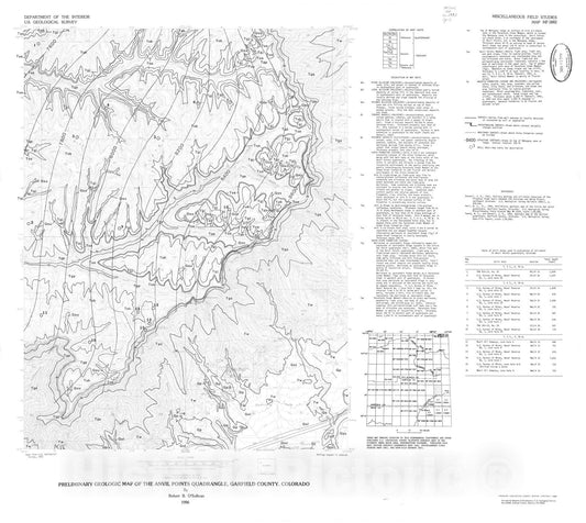 Map : Preliminary geologic map of the Anvil Points quadrangle, Garfield County, Colorado, 1986 Cartography Wall Art :