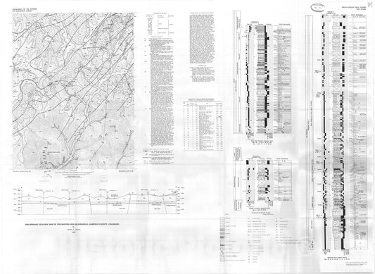 Map : Preliminary geologic map of the Baxter Pass quadrangle, Garfield County, Colorado, 1985 Cartography Wall Art :