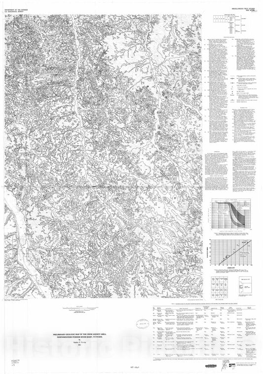 Map : Preliminary geologic map of the Crow Agency area, northwestern Powder River Basin, Montana, 1986 Cartography Wall Art :