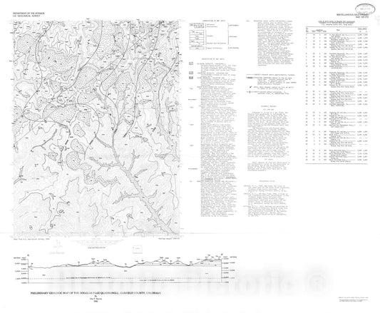 Map : Preliminary geologic map of the Douglas Pass quadrangle, Garfield County, Colorado, 1985 Cartography Wall Art :