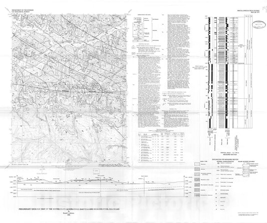 Map : Preliminary geologic map of the Winter Flats quadrangle, Garfield and Mesa Counties, Colorado, 1985 Cartography Wall Art :