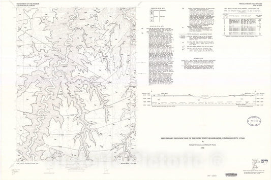 Map : Preliminary geologic map of the Wolf Point quadrangle, Uintah County, Utah, 1986 Cartography Wall Art :