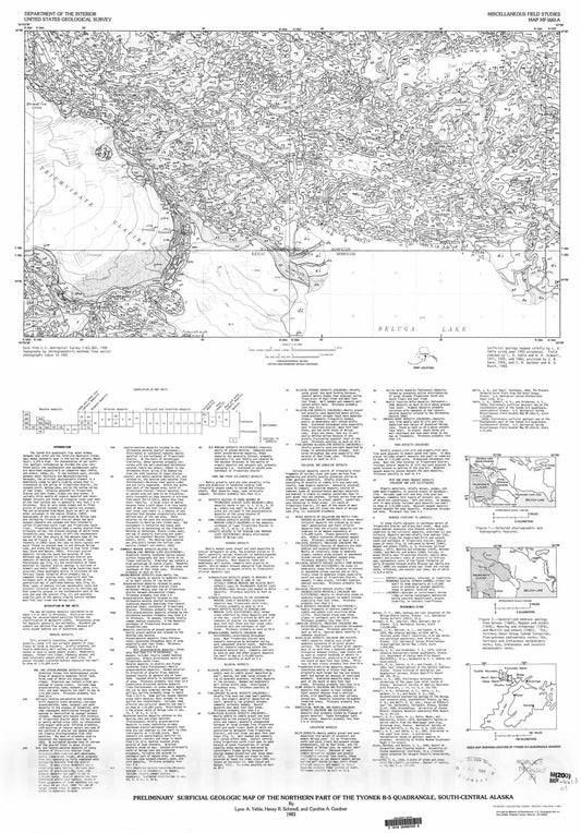 Map : Preliminary surficial geologic map of the northern part of the Tyonek B-5 quadrangle, south-central Alaska, 1983 Cartography Wall Art :