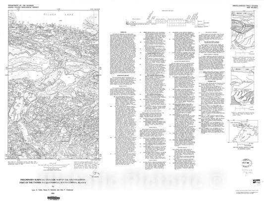 Map : Preliminary surficial geologic map of the southeastern part of the Tyonek B-5 quadrangle, south-central Alaska, 1983 Cartography Wall Art :