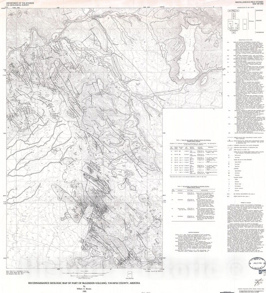 Map : Reconnaissance geologic map of part of McLendon Volcano, Yavapai County, Arizona, 1985 Cartography Wall Art :