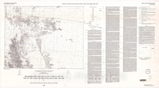 Map : Reconnaissance geologic map of the Mount Ajo and part of the Pisinimo quadrangles, Pima County, Arizona, 1986 Cartography Wall Art :