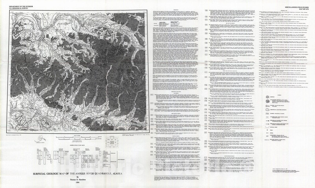 Map : Surficial geologic map of the Ambler River quadrangle, Alaska, 1984 Cartography Wall Art :
