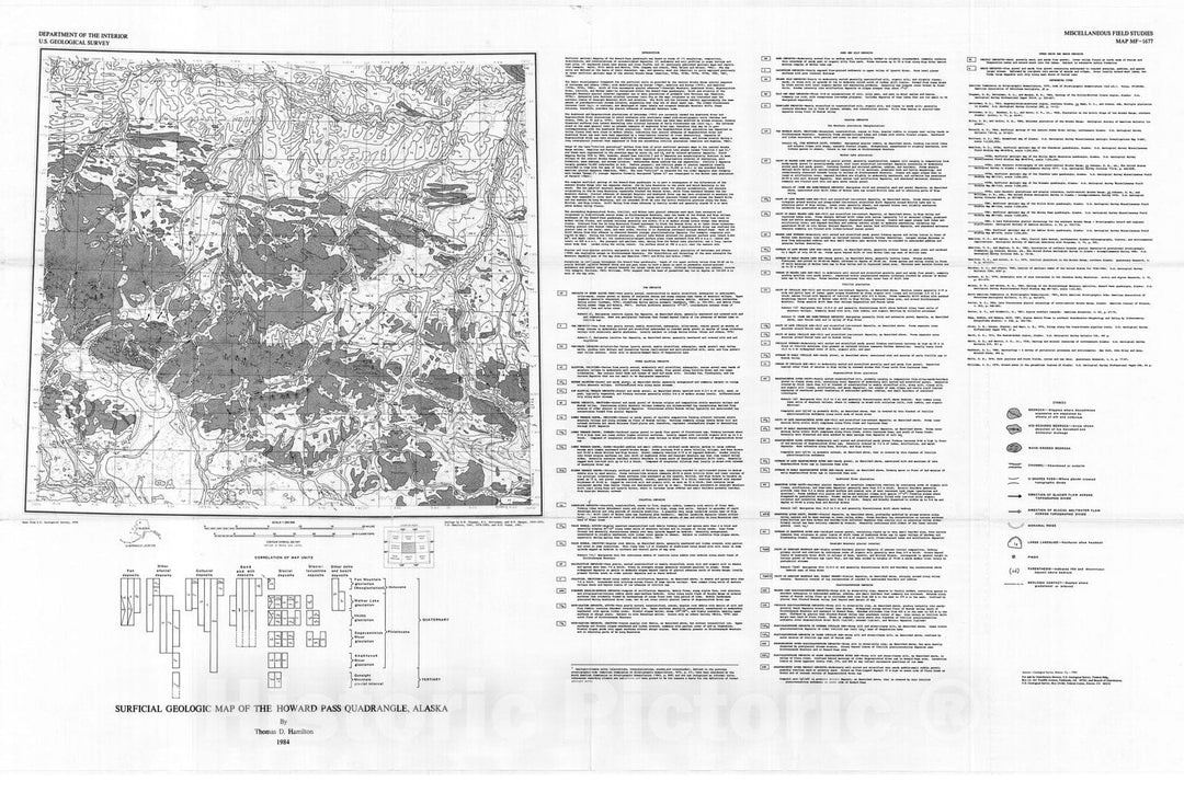 Map : Surficial geologic map of the Howard Pass quadrangle, Alaska, 1984 Cartography Wall Art :