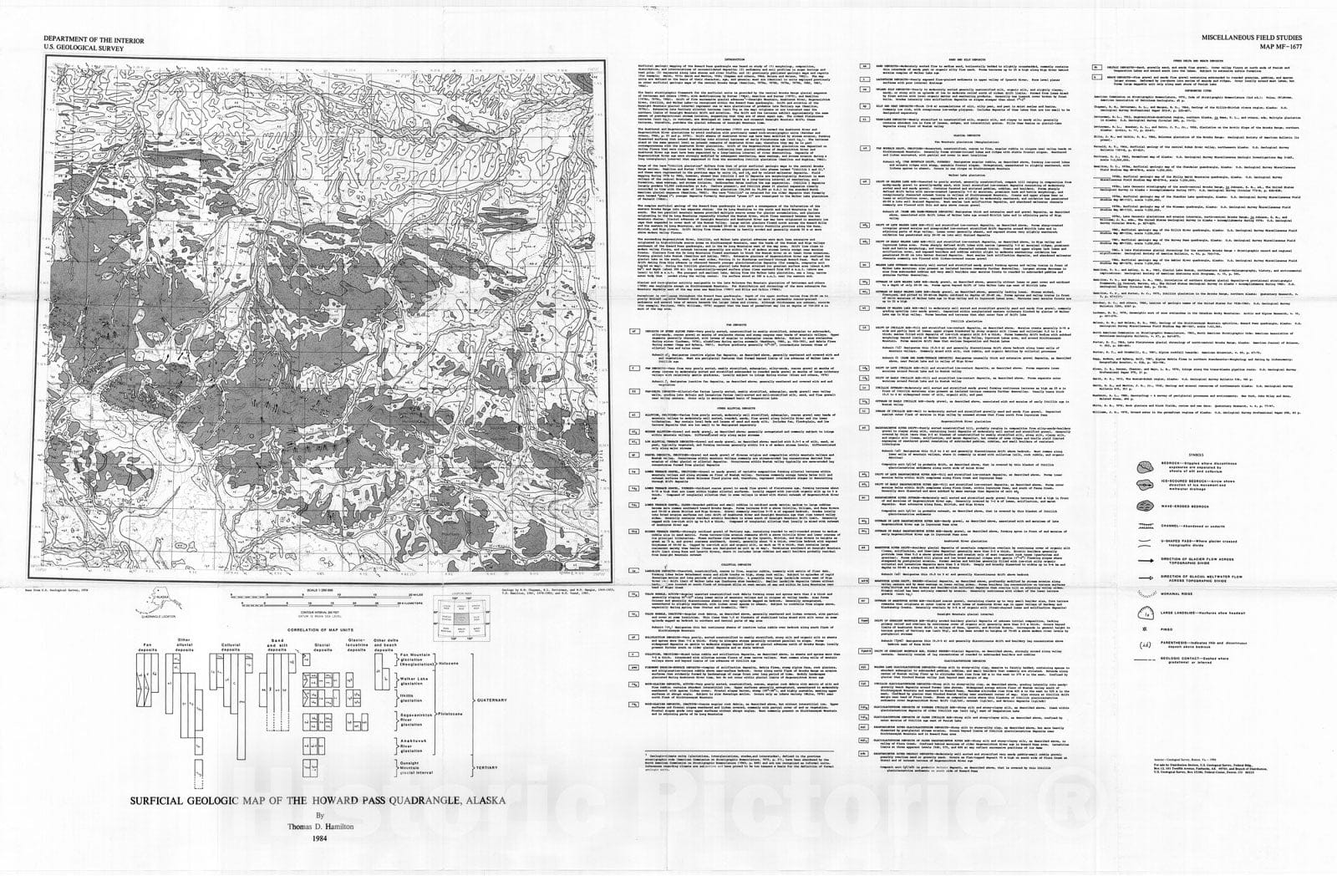 Map : Surficial geologic map of the Howard Pass quadrangle, Alaska, 1984 Cartography Wall Art :