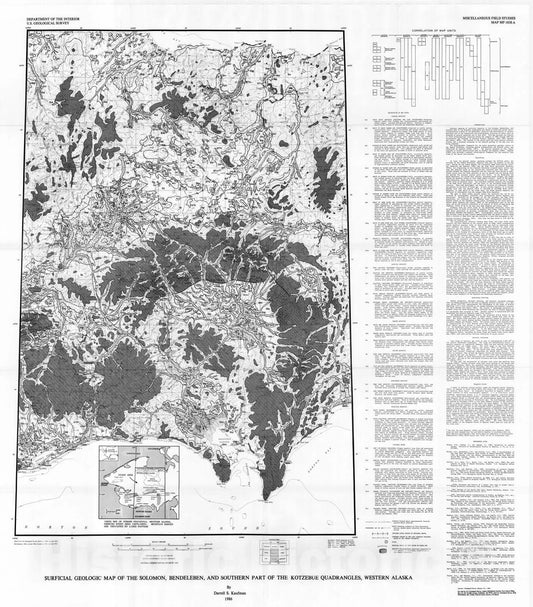 Map : Surficial geologic map of the Soloman, Bendeleben, and southern part of the Kotzebue quadrangles, western Alaska, 1986 Cartography Wall Art :