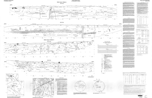 Map : Trench logs from a strand of the Rock Valley fault system, Nevada Test Site, Nye County, Nevada, 1987 Cartography Wall Art :
