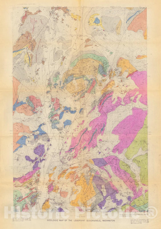 Map : Geologic map of the Leadpoint quadrangle, Washington, 1956 Cartography Wall Art :