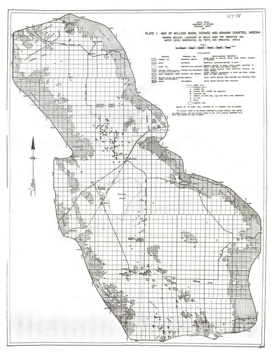 Map : Geology of the Lippincott lead area, Inyo County, California, a preliminary report, 1949 Cartography Wall Art :