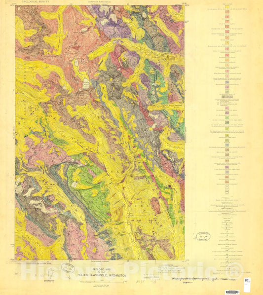 Map : Geologic map of the Holden quadrangle, Washington, 1956 Cartography Wall Art :