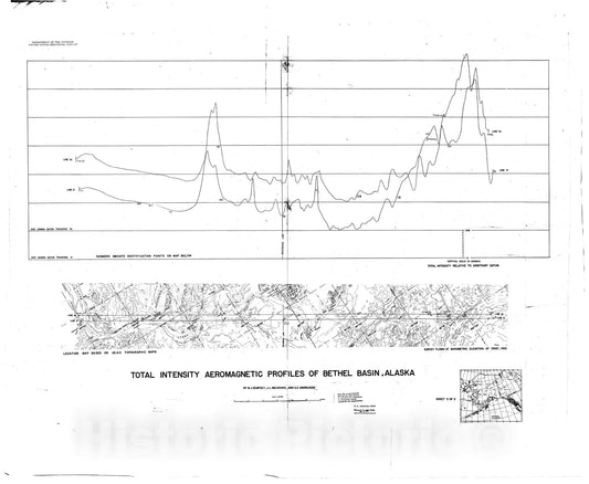 Map : Total intensity aeromagnetic profiles of Bethel basin, Alaska, 1957 Cartography Wall Art :