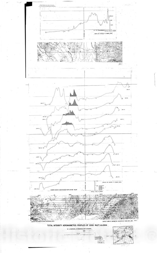 Map : Total intensity aeromagnetic profiles of Cook Inlet, Alaska, 1957 Cartography Wall Art :