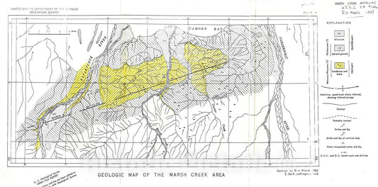 Map : Reconnaissance study of the Marsh anticline, northern Alaska, 1957 Cartography Wall Art :