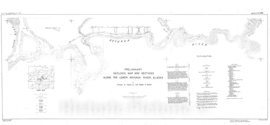 Map : Preliminary geologic map and sections along the lower Koyukuk River, Alaska, 1957 Cartography Wall Art :