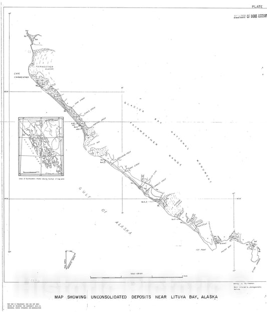 Map : Ilmenite-bearing beach sands near Lituya Bay, Alaska, 1957 Cartography Wall Art :