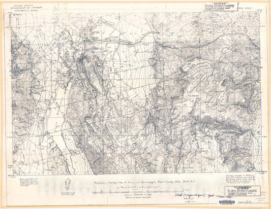 Map : Preliminary geologic map of Marysvale quadrangle, Piute County, Utah, 1958 Cartography Wall Art :