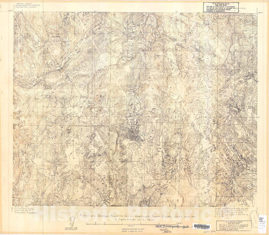 Map : Preliminary geologic map of the Sevier quadrangle, Sevier County, Utah, 1958 Cartography Wall Art :