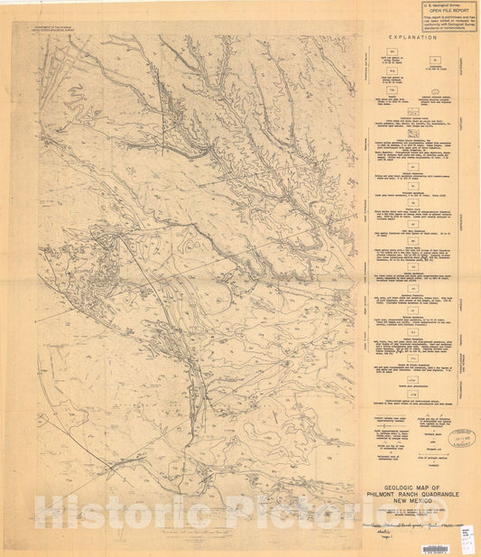 Map : Geologic map of the Philmont Ranch quadrangle, New Mexico, 1959 Cartography Wall Art :