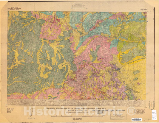 Map : Geologic maps of the Delano Peak and the northeastern part of the Beaver quadrangle, Utah, 1959 Cartography Wall Art :